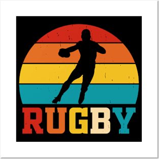 Rugby Sport Retro For Rugby Player Team Coach Rugby Lover Distressed Posters and Art